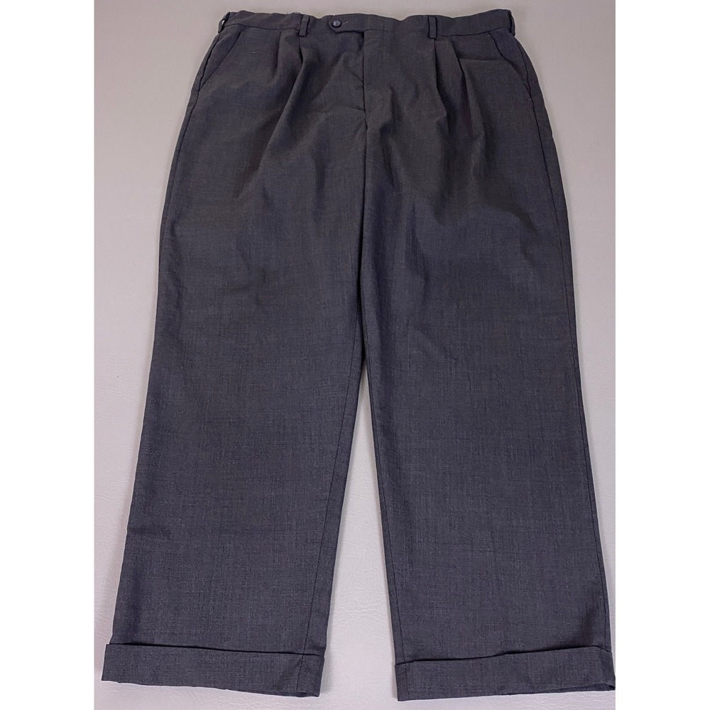 Geoffrey‎ Beene Dress Pants Men's 40x30 Charcoal Gray Pleated Wool Blend Cuffed